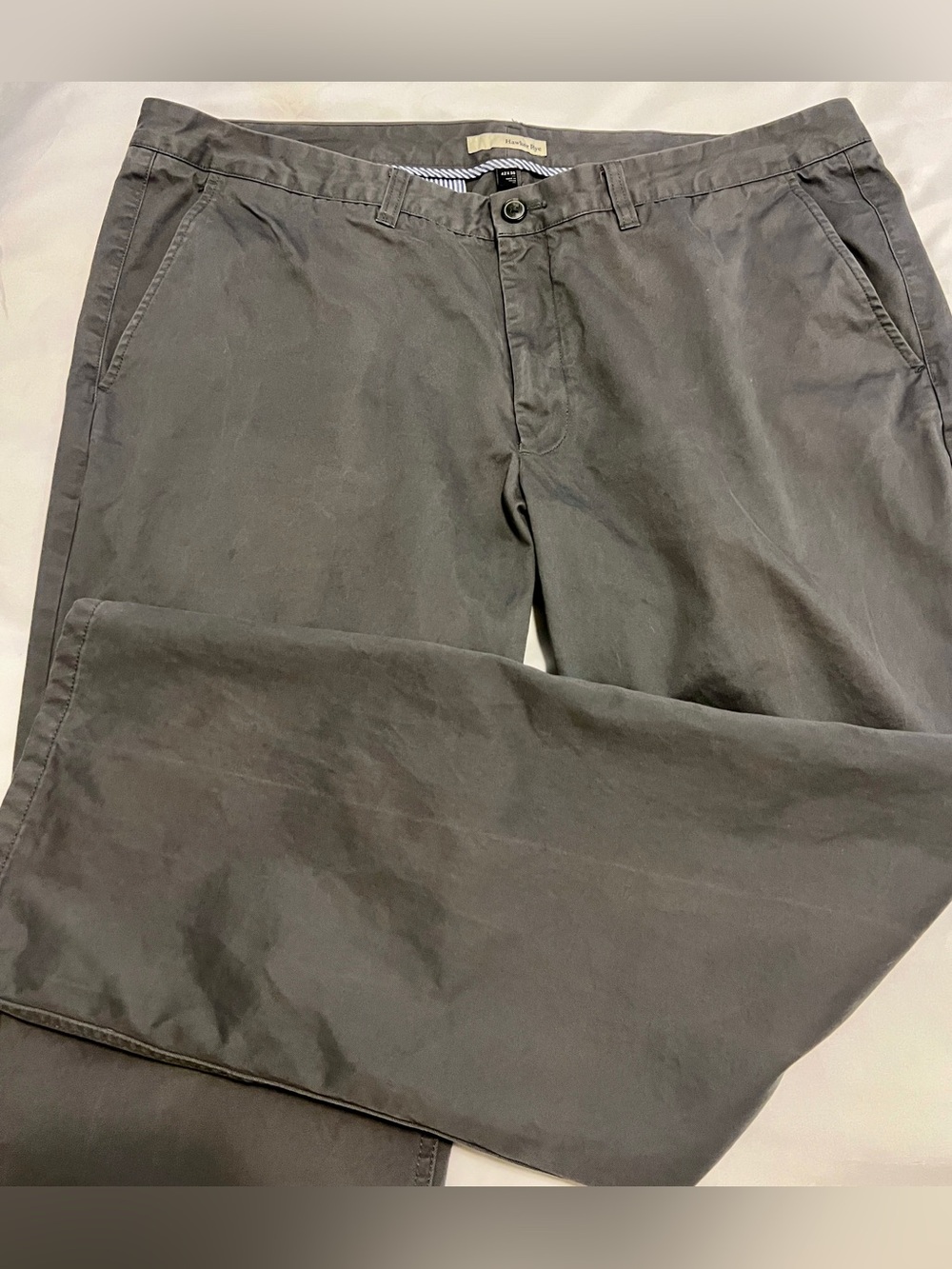 Hawker Rye Men's Gray Cotton Chinos - Classic Relaxed Fit 42x30”